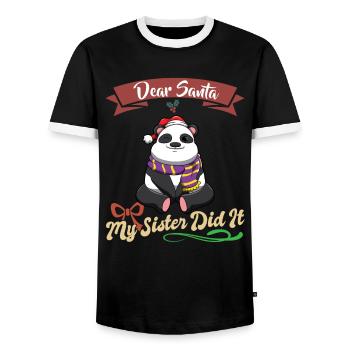 Cher Père Noël Ma sœur l’a fait frères et sœurs Noël - T-shirt contrasté Homme - noir/blanc - Devant - AI Model Female 172 light (172cm) & AI Model Male 178 light (178cm)