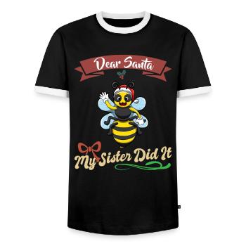 Cher Père Noël Ma sœur l’a fait frères et sœurs Noël - T-shirt contrasté Homme - noir/blanc - Devant - AI Model Female 172 light (172cm) & AI Model Male 178 light (178cm)