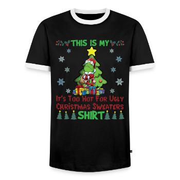 C'est mon pull de Noël il fait trop chaud pour moche - T-shirt contrasté Homme - noir/blanc - Devant - AI Model Female 172 light (172cm) & AI Model Male 178 light (178cm)