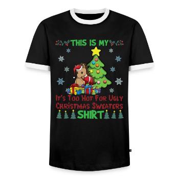 C'est mon pull de Noël il fait trop chaud pour moche - T-shirt contrasté Homme - noir/blanc - Devant - AI Model Female 172 light (172cm) & AI Model Male 178 light (178cm)