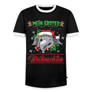 Mein Erstes Weihnachten Baby 1 Jahr Heilig Abend - Männer Kontrast-T-Shirt - Schwarz/Weiß - Vorne - AI Model Female 172 light (172cm) & AI Model Male 178 light (178cm)