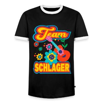Team Schlager Schlagermusik Schlagerparty - Männer Kontrast-T-Shirt - Schwarz/Weiß - Vorne - AI Model Female 172 light (172cm) & AI Model Male 178 light (178cm)