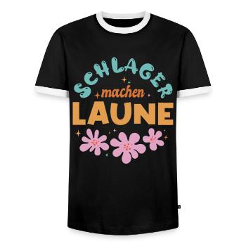 Schlager machen Laune Schlagermusik Schlagerparty - Männer Kontrast-T-Shirt - Schwarz/Weiß - Vorne - AI Model Female 172 light (172cm) & AI Model Male 178 light (178cm)