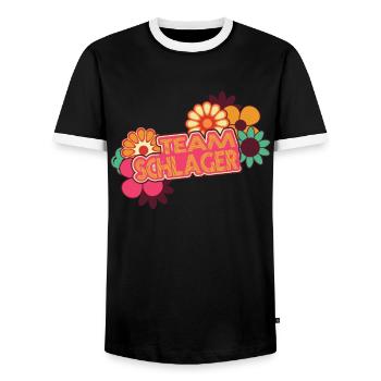 Team Schlager Schlagermusik Schlagerparty - Männer Kontrast-T-Shirt - Schwarz/Weiß - Vorne - AI Model Female 172 light (172cm) & AI Model Male 178 light (178cm)