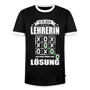 Ich Bin Lehrerin Ich Finde Immer Eine Lösung - Männer Kontrast-T-Shirt - Schwarz/Weiß - Vorne - AI Model Female 172 light (172cm) & AI Model Male 178 light (178cm)