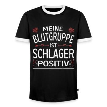Meine Blutgruppe ist Schlager positiv - Männer Kontrast-T-Shirt - Schwarz/Weiß - Vorne - AI Model Female 172 light (172cm) & AI Model Male 178 light (178cm)