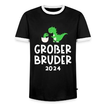 Großer Bruder 2024 Dinosaurier Rex Dino Bruder - Männer Kontrast-T-Shirt - Schwarz/Weiß - Vorne - AI Model Female 172 light (172cm) & AI Model Male 178 light (178cm)