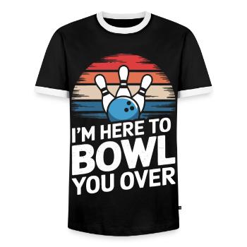 Bowling Bowler Pin Ball Bowling Ball - T-shirt contrasté Homme - noir/blanc - Devant - AI Model Female 172 light (172cm) & AI Model Male 178 light (178cm)