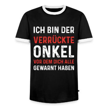 Ich bin der Verrückte Onkel - Männer Kontrast-T-Shirt - Schwarz/Weiß - Vorne - AI Model Female 172 light (172cm) & AI Model Male 178 light (178cm)