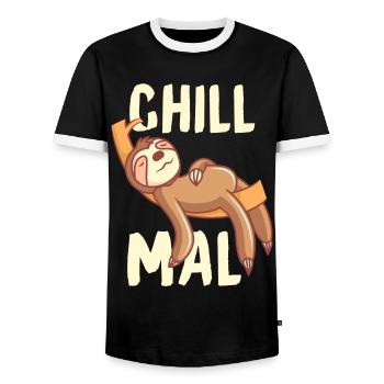 Chill paresseux cadeau relaxant et rafraîchissant - T-shirt contrasté Homme - noir/blanc - Devant - AI Model Female 172 light (172cm) & AI Model Male 178 light (178cm)