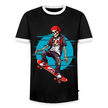 Skateboard Squelette - T-shirt contrasté Homme - noir/blanc - Devant - AI Model Female 172 light (172cm) & AI Model Male 178 light (178cm)