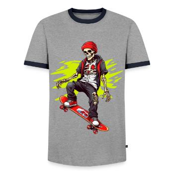 Skateboard Squelette - T-shirt contrasté Homme - gris/marine  - Devant - AI Model Female 172 light (172cm) & AI Model Male 178 light (178cm)