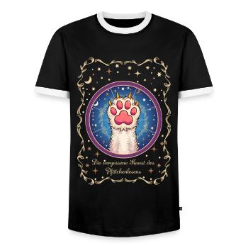 Die vergessene Kunst des Pfötchenlesens - Männer Kontrast-T-Shirt - Schwarz/Weiß - Vorne - AI Model Female 172 light (172cm) & AI Model Male 178 light (178cm)