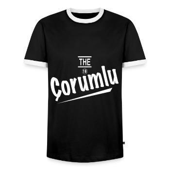 The Corumlu 19 - Männer Kontrast-T-Shirt - Schwarz/Weiß - Vorne - AI Model Female 172 light (172cm) & AI Model Male 178 light (178cm)
