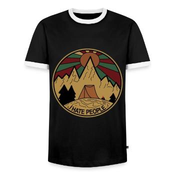 Je déteste les gens - nature, camping, plein air, randonnée - T-shirt contrasté Homme - noir/blanc - Devant - AI Model Female 172 light (172cm) & AI Model Male 178 light (178cm)