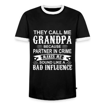 Chemise drôle de grand-père - T-shirt contrasté Homme - noir/blanc - Devant - AI Model Female 172 light (172cm) & AI Model Male 178 light (178cm)