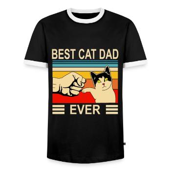 Meilleur Cat Dad Ever T-shirt Funny Père Père - T-shirt contrasté Homme - noir/blanc - Devant - AI Model Female 172 light (172cm) & AI Model Male 178 light (178cm)