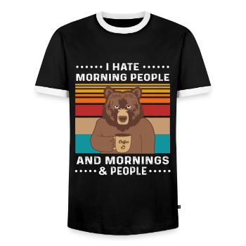 I Hate Morning People And Mornings And People - Men's Ringer Shirt - black/white - Front - AI Model Female 172 light (172cm) & AI Model Male 178 light (178cm)