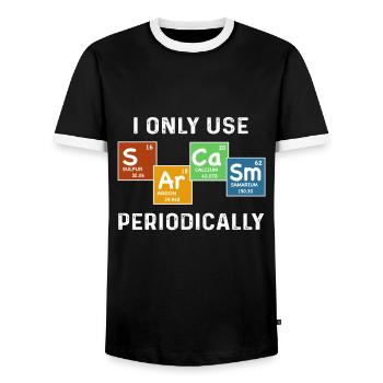 I Only Use Sarcasm Periodically T-Shirt - Männer Kontrast-T-Shirt - Schwarz/Weiß - Vorne - AI Model Female 172 light (172cm) & AI Model Male 178 light (178cm)