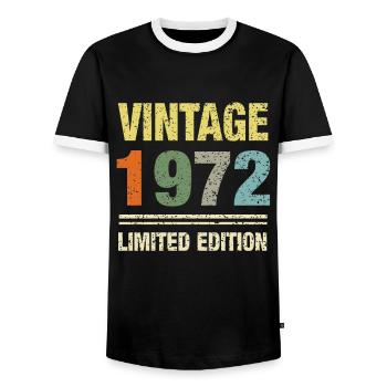 Vintage 1972 Limited - Männer Kontrast-T-Shirt - Schwarz/Weiß - Vorne - AI Model Female 172 light (172cm) & AI Model Male 178 light (178cm)