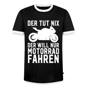 Le Tut Nix Le Will Ne conduire qu’une moto - T-shirt contrasté Homme - noir/blanc - Devant - AI Model Female 172 light (172cm) & AI Model Male 178 light (178cm)