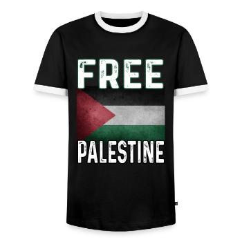 Free Gaza Free Palestine - Männer Kontrast-T-Shirt - Schwarz/Weiß - Vorne - AI Model Female 172 light (172cm) & AI Model Male 178 light (178cm)