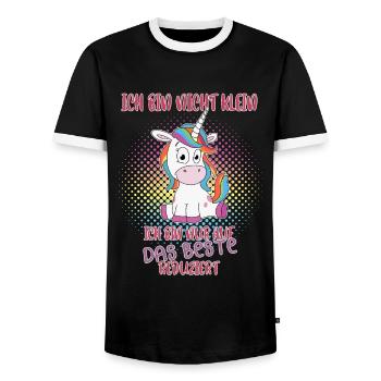 Ich bin nicht klein! Ich bin nur auf das Beste red - Männer Kontrast-T-Shirt - Schwarz/Weiß - Vorne - AI Model Female 172 light (172cm) & AI Model Male 178 light (178cm)