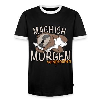 Faulenzer Faultier - Mach Ich Morgen versprochen - Männer Kontrast-T-Shirt - Schwarz/Weiß - Vorne - AI Model Female 172 light (172cm) & AI Model Male 178 light (178cm)