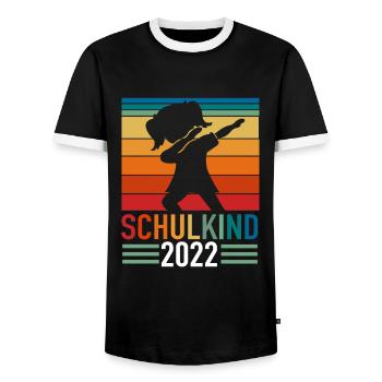 Schulkind 2022 Dabbing Schüler Schule - Männer Kontrast-T-Shirt - Schwarz/Weiß - Vorne - AI Model Female 172 light (172cm) & AI Model Male 178 light (178cm)
