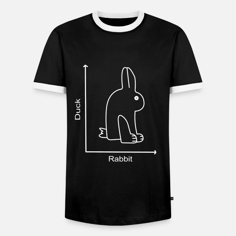 DUCK RABBIT - Rabbit Duck - Graph lesson - Men's Ringer Shirt - black/white
