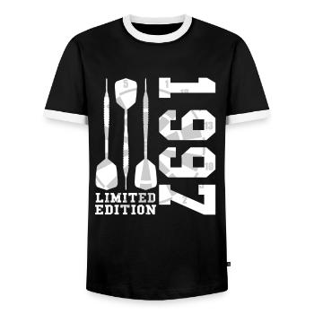 ÉDITION LIMITÉE 1997 DARTS 25E ANNIVERSAIRE - T-shirt contrasté Homme - noir/blanc - Devant - AI Model Female 172 light (172cm) & AI Model Male 178 light (178cm)