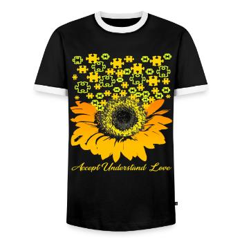Autismus-Bewusstsein - Männer Kontrast-T-Shirt - Schwarz/Weiß - Vorne - AI Model Female 172 light (172cm) & AI Model Male 178 light (178cm)