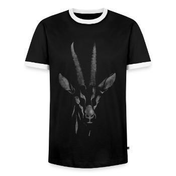 Animal tattoo & tribals, gift, gazelle, for bday - Men's Ringer Shirt - black/white - Front - AI Model Female 172 light (172cm) & AI Model Male 178 light (178cm)