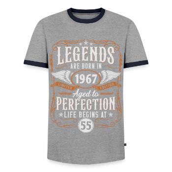 1967 Born Legends 55 anniversaire - T-shirt contrasté Homme - gris/marine  - Devant - AI Model Female 172 light (172cm) & AI Model Male 178 light (178cm)