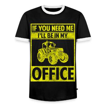 Farmer Cultivation Field Vehicle - Men's Ringer Shirt - black/white - Front - AI Model Female 172 light (172cm) & AI Model Male 178 light (178cm)