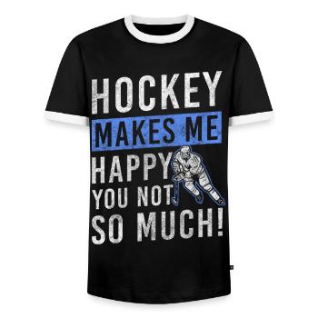 Équipe d’entraînement de la rondelle de hockey - T-shirt contrasté Homme - noir/blanc - Devant - AI Model Female 172 light (172cm) & AI Model Male 178 light (178cm)