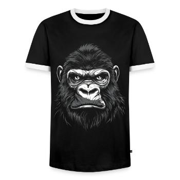 Gorilla Portrait Wildlife Wildlife Jungle Monkey - Men's Ringer Shirt - black/white - Front - AI Model Female 172 light (172cm) & AI Model Male 178 light (178cm)