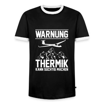 Segelflugzeug - Männer Kontrast-T-Shirt - Schwarz/Weiß - Vorne - AI Model Female 172 light (172cm) & AI Model Male 178 light (178cm)