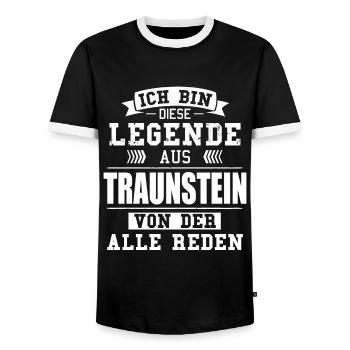 Stadt Traunstein Deutschland Legende Spruch - Männer Kontrast-T-Shirt - Schwarz/Weiß - Vorne - AI Model Female 172 light (172cm) & AI Model Male 178 light (178cm)