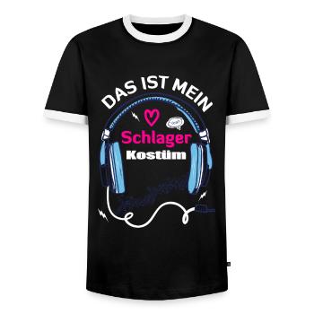 Tee-shirt fête de costume pop Schlager - T-shirt contrasté Homme - noir/blanc - Devant - AI Model Female 172 light (172cm) & AI Model Male 178 light (178cm)