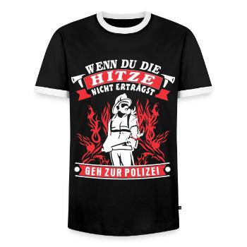 Firefighter fireman saying gift shirt - Men's Ringer Shirt - black/white - Front - AI Model Female 172 light (172cm) & AI Model Male 178 light (178cm)