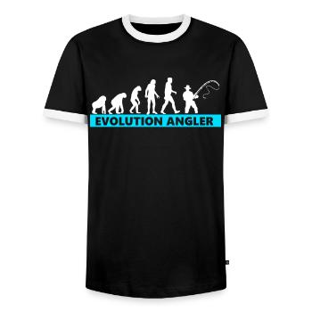 Angeln Evolution Angler - Männer Kontrast-T-Shirt - Schwarz/Weiß - Vorne - AI Model Female 172 light (172cm) & AI Model Male 178 light (178cm)