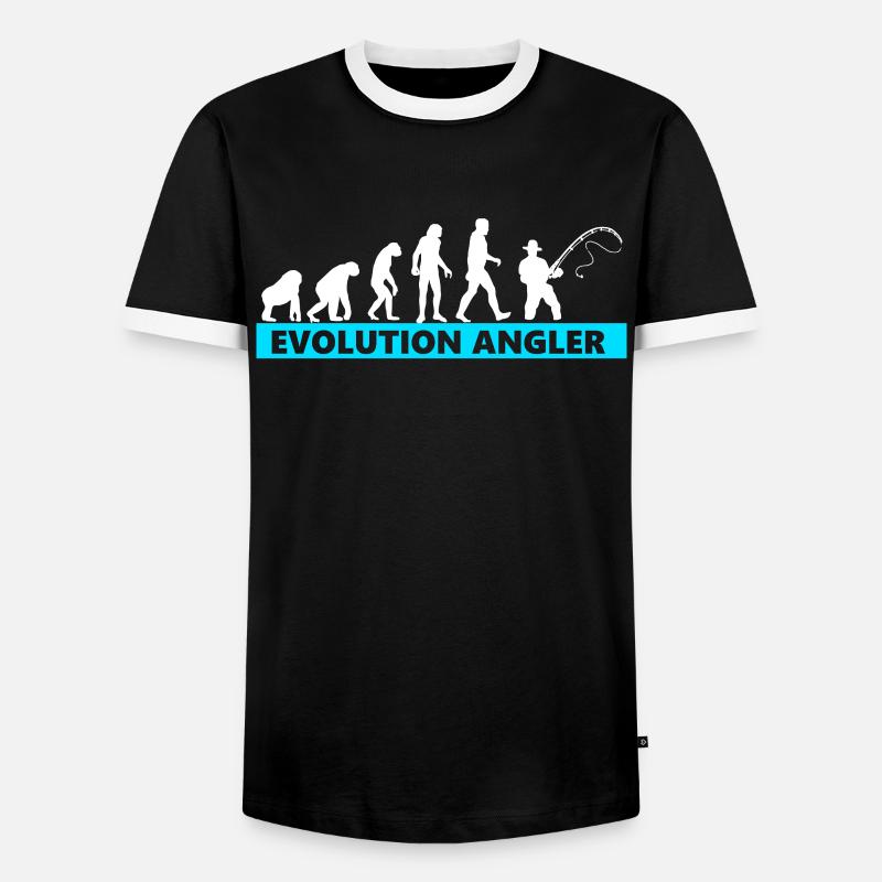 Angeln Evolution Angler - Männer Kontrast-T-Shirt - Schwarz/Weiß