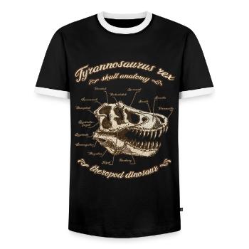 Tyrannosaurus Rex Schädel Anatomie Biologie - Männer Kontrast-T-Shirt - Schwarz/Weiß - Vorne - AI Model Female 172 light (172cm) & AI Model Male 178 light (178cm)