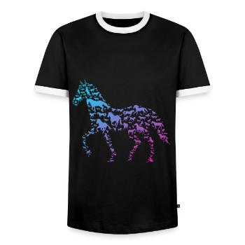 Cadeau d'équitation - T-shirt contrasté Homme - noir/blanc - Devant - AI Model Female 172 light (172cm) & AI Model Male 178 light (178cm)