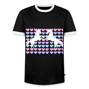 Les chevaux montent l'amour - T-shirt contrasté Homme - noir/blanc - Devant - AI Model Female 172 light (172cm) & AI Model Male 178 light (178cm)