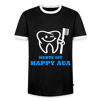 Zahnarzt Happy Aua Spruch Geschenk - Männer Kontrast-T-Shirt - Schwarz/Weiß - Vorne - AI Model Female 172 light (172cm) & AI Model Male 178 light (178cm)