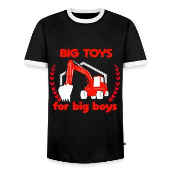 Excavator driver funny saying - Men's Ringer Shirt - black/white - Front - AI Model Female 172 light (172cm) & AI Model Male 178 light (178cm)