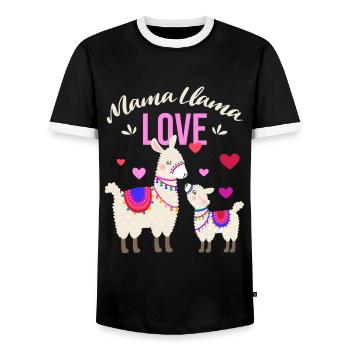 Mama Llama - Cadeau de fête des mères et de grossesse - T-shirt contrasté Homme - noir/blanc - Devant - AI Model Female 172 light (172cm) & AI Model Male 178 light (178cm)