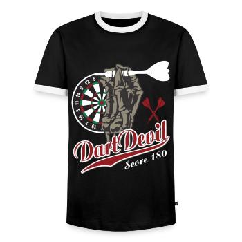 Dart Devil Darts Geschenk T-Shirt - Männer Kontrast-T-Shirt - Schwarz/Weiß - Vorne - AI Model Female 172 light (172cm) & AI Model Male 178 light (178cm)